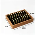 18-slot wooden bracelet display tray with black velvet interior for jewelry organization. - Horizontal Grid Storage Tray / 18 Slots / Walnut Color Black Inner