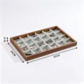 Holz Schmucktablett Organizer mit mehreren Faechern fuer Ringe und Ohrringe 35x24cm - Schwarzwalnuss Außen Grau Samt 24 Fächer Tablett