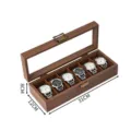 Boite a Montre en Bois Noyer 6 Emplacements Vitrine de Rangement Bijoux avec Couvercle - Style 6 Emplacements (Coussin Standard)