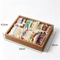 Wooden jewelry display tray with velvet pillows and compartments for bracelets and rings display. - Walnut 6-Slot Display Tray / Beige
