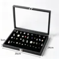 Boîte à bijoux en fibre de carbone avec couvercle en verre, organisateur pour bagues et boucles. - Boîte À Boucles D'oreilles