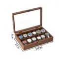 Boîte de montre en bois de noyer à 12 emplacements avec couvercle en verre, étui de rangement - Style 12 Emplacements (Coussin Standard)