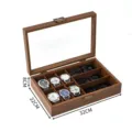 Boite de rangement pour montres en bois avec couvercle en verre, grand coffret de presentation. - Style 6+3 Emplacements (Coussin Standard)