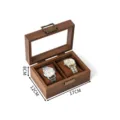 Boite a montre en bois avec couvercle en verre, coffret de rangement a deux fentes - Style FW 2 Emplacements (Coussin Mou)