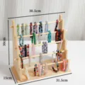 Multi-layer wooden bracelet display stand, large capacity organizer for hair ties and jewelry. - 5-Layer Full Cylinder / Natural Wood Color