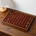 Vassoio espositore per gioielli anelli in legno di noce con fessure in velluto per organizzare. - Vassoio per 100 Anelli / Fodera Rosso Vino / Colore noce
