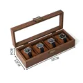 Boîte de rangement pour montres en bois de noyer à 4 fentes avec couvercle en verre et coussins. - Style FW 4 Emplacements (Coussin Mou)