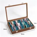 Hölzernes 12-Fächer Armband Display Tablett mit Glasdeckel und weichen Samtkissen. - Walnuss Multi-Slot Box Grüne Innenausstattung