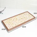 Nussbaumfarbenes Ring-Display aus Holz mit weichem, beigen Samteinsatz fuer Schmuck. - 180 Plätze Ringtablett Beige (RY180) / Walnussfarbe