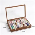Holz Schmuckkasten mit 12 Fächern, Glasdeckel und Samtkissen für Kristallarmbänder. - Walnuss Multi-Slot Box Graue Innenausstattung