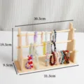 Wooden multi-tier bracelet display stand for jewelry, scrunchies, and hair accessories. - 3-Layer Full Cylinder / Natural Wood Color