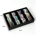 Schwarzer Samt 12 Schlitze Armband Display Schale Uhren Organizer Schmuckständer - Kohlefaser Schwarz Multi-Slot Tablett