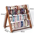 Wooden multi-tier scrunchie and bracelet display stand for retail and home organization. - 4-Layer Folding Stand / Walnut
