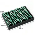 Black jewelry storage tray with green jade bangles, professional display organizer box 35x24x5cm - Carbon Fiber Black 40 Slots Grid