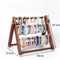 Wooden scrunchie and bracelet display stand, multi-layer jewelry organizer rack. - 3-Layer Folding Stand / Walnut