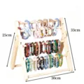 Wooden scrunchie and bead bracelet display stand multi-layer desktop jewelry holder organizer - 4-Layer Folding Stand / Natural Wood Color