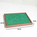 Walnußfarbenes Schmuckpräsentetablett mit grüner Samteinlage für Ringe und Ohrringe. - 90 Plätze Ringtablett Grün (RY90) / Walnussfarbe