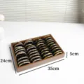 Boite de Rangement pour Bracelets en Bois Plateau Organisateur de Bijoux a Grilles Brun Clair - Couleur Noyer 40 Fentes Grille Doublure en Cuir Noir