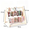 Wooden Jewelry Display Stand Multi-Tier Scrunchie and Bracelet Holder Organizer Stand. - 3-Layer Folding Stand / Natural Wood Color