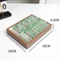 Walnut wooden bangle display tray with beige velvet slots, elegant jewelry storage organizer. - Walnut Color 20 Slots Bangle Tray / Inner Beige
