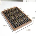 Plateau de présentation en bois pour bracelets avec rouleaux en velours noir 35x24cm - Couleur Noyer 40 Rangées Doublure en Cuir Noir