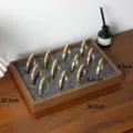 Walnut wood jewelry display tray with grey velvet interior and golden bracelets, multi-grid organizer. - Slanted Bracelet Tray / 12-slot / Walnut Color Dark Gray Inner