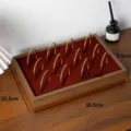 Walnut wood multi-grid bracelet display tray with red velvet lining for jewelry storage and show. - Slanted Bracelet Tray / 12-slot / Walnut Red Interior