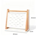 Hölzerner Ringhalter mit Samtschlitzen, mehrstöckiger Schmuck-Organizer 29,5x11x26,5 cm. - Walnuss Schräger Ringständer Weißes Leder