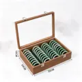 Black walnut wood bangle storage box with clear glass lid 35x24x10cm jewelry organizer - Walnut Color With Black Interior Multi Slot Box