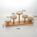 Walnut wooden 5-tier display stand for jewelry figures and collectibles organizer rack. - Style E Walnut Color 5 Round Discs
