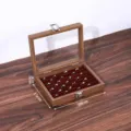 Scatola espositore per anelli in legno di noce organizer di gioielli con coperchio in. - Colore Noce Piccola Scatola Rossa