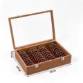 Houten armband opbergdoos met glazen deksel 40 vakken sieraden display organizer box - Walnootkleur Met Rood Interieur Multi Slot Doos