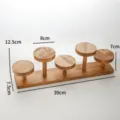 Walnut wooden 5-tier round display stand for jewelry figures rack decor use accessory - Style D Walnut Color 5 Round Discs