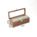 Walnut wood bracelet storage box with clear glass lid and velvet slots for jade bangles display - 10 Slots Gray Lining Style / Walnut