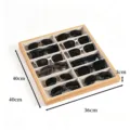 Wooden sunglasses display tray with multiple grids and soft velvet lining for organized storage. - 12 Grids / Gray (Rosewood Grain)