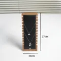 Wooden necklace display stand with 12 slots, walnut finish and black leather pad for jewelry. - Walnut Base Black Leather Style / Black Leather