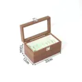 Walnut wood jewelry box with glass lid for displaying jade bangles and bracelets securely. - 8 Slots Beige Lining Style / Walnut