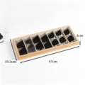 Wooden sunglasses organizer tray, 8-grid eyewear display stand with velvet lining - 7 Slots / Gray (Rosewood Grain)