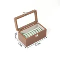 Walnut finish bracelet storage box with glass top for jade bangles and jewelry display. - 8 Slots Gray Lining Style / Walnut
