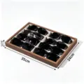 Wooden sunglasses display tray with multiple compartments for eyewear storage and retail organization. - 8 Compartments / Gray (Walnut Frame)