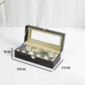 6 Slot Watch Box Black PU Leather Display Case with Clear Glass Window Storage Holder Organizer - Black 5 Slots
