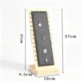 Wooden necklace display stand, PU leather jewelry holder rack for retail and home storage. - S / Black PU Leather