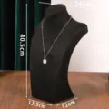 Schwarzer Samt Halskette Bueste Ständer Schaufensterpuppe für Schmuck Präsentation - H-Typ 40cm Schwarzer Samt