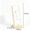 Wooden necklace display stand with multi-layer hanging slots, elegant jewelry storage rack. - S / White PU Leather