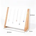Nussbaum Holz schräger Kettenpräsentänder Schmuck Organizer Ständer 28,5x11x24,5cm - Walnuss Schräge Halskette Ständer Weißes Leder
