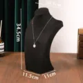 Schwarzer Samt Halsketten Display Ständer Büste für Juwelen Präsentation Ladendeko. - H-Typ Höhe 34cm Schwarzer Samt
