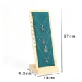 Wooden necklace display stand with green velvet slot board for jewelry storage and retail. - S / Green Velvet