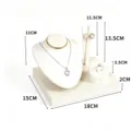 Beige PU leather jewelry display stand set necklace ring earring tray holder organizer - White Brushed Leather Display Stand / White