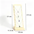 Bamboo necklace display stand multi-layer jewelry organizer rack for bracelets and chains - S / Beige Velvet