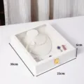 Weißes PU-Leder Schmuckaufbewahrungsbox mit Glasdeckel und Schloss für Ringe Ketten. - Gebürstete Leder Porträtbox / Weiß